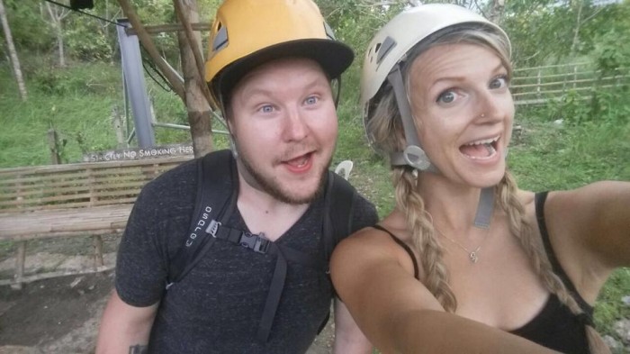 Getting ready for the zipline!